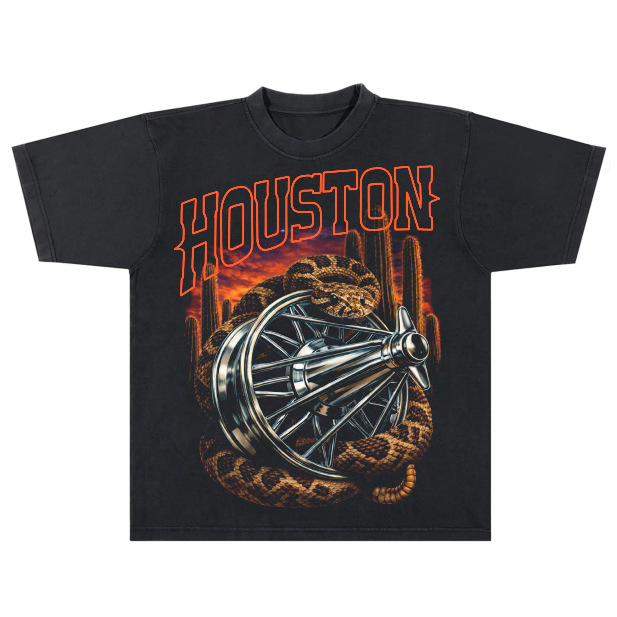 RATTLESNAKE ON SWANGAZ BLK TEE